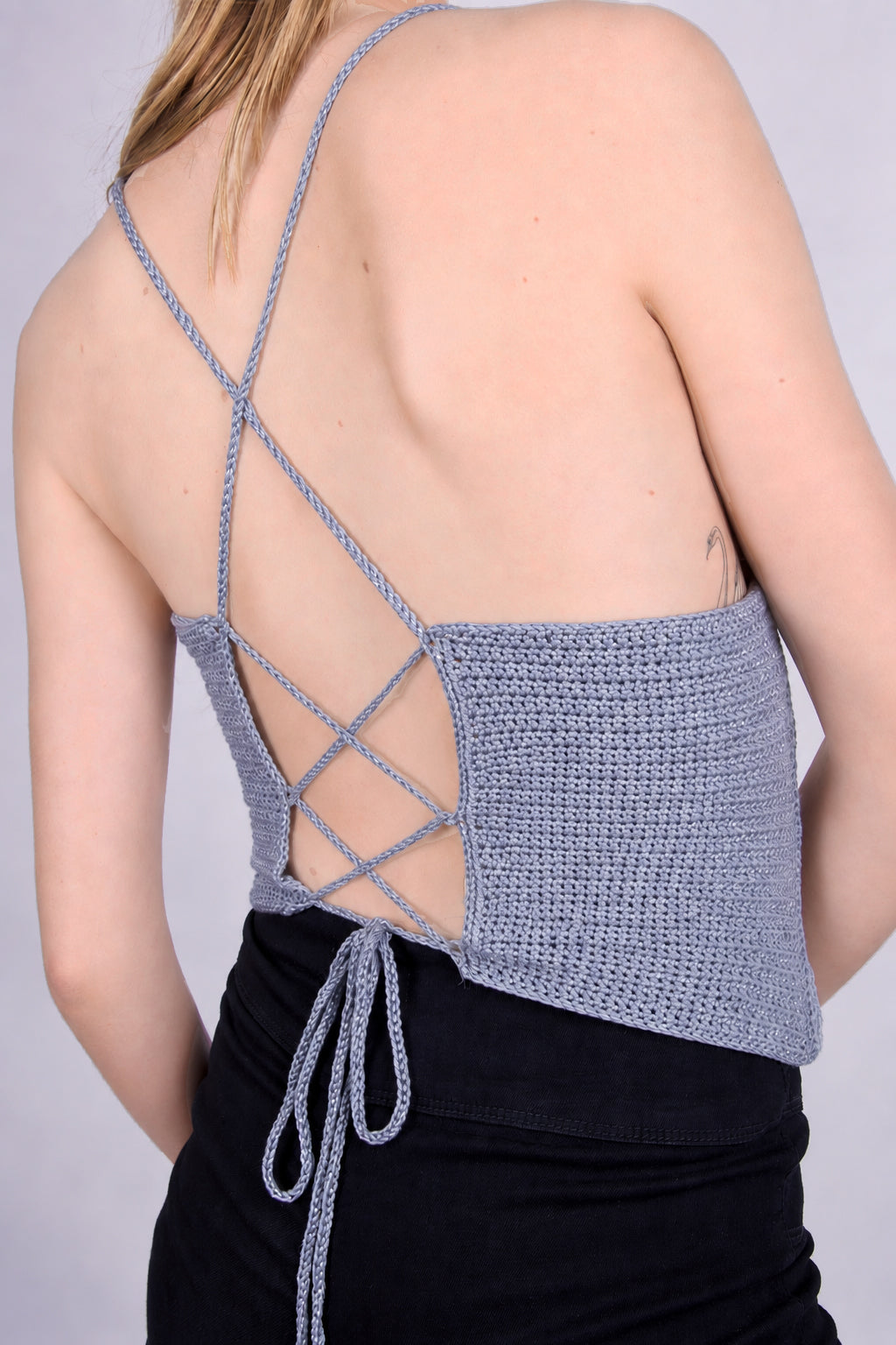 Triangle Cutout Top — Lace-Up Back